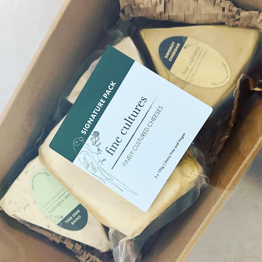 Artisanal vegan cheeses by Fine Cultures. 