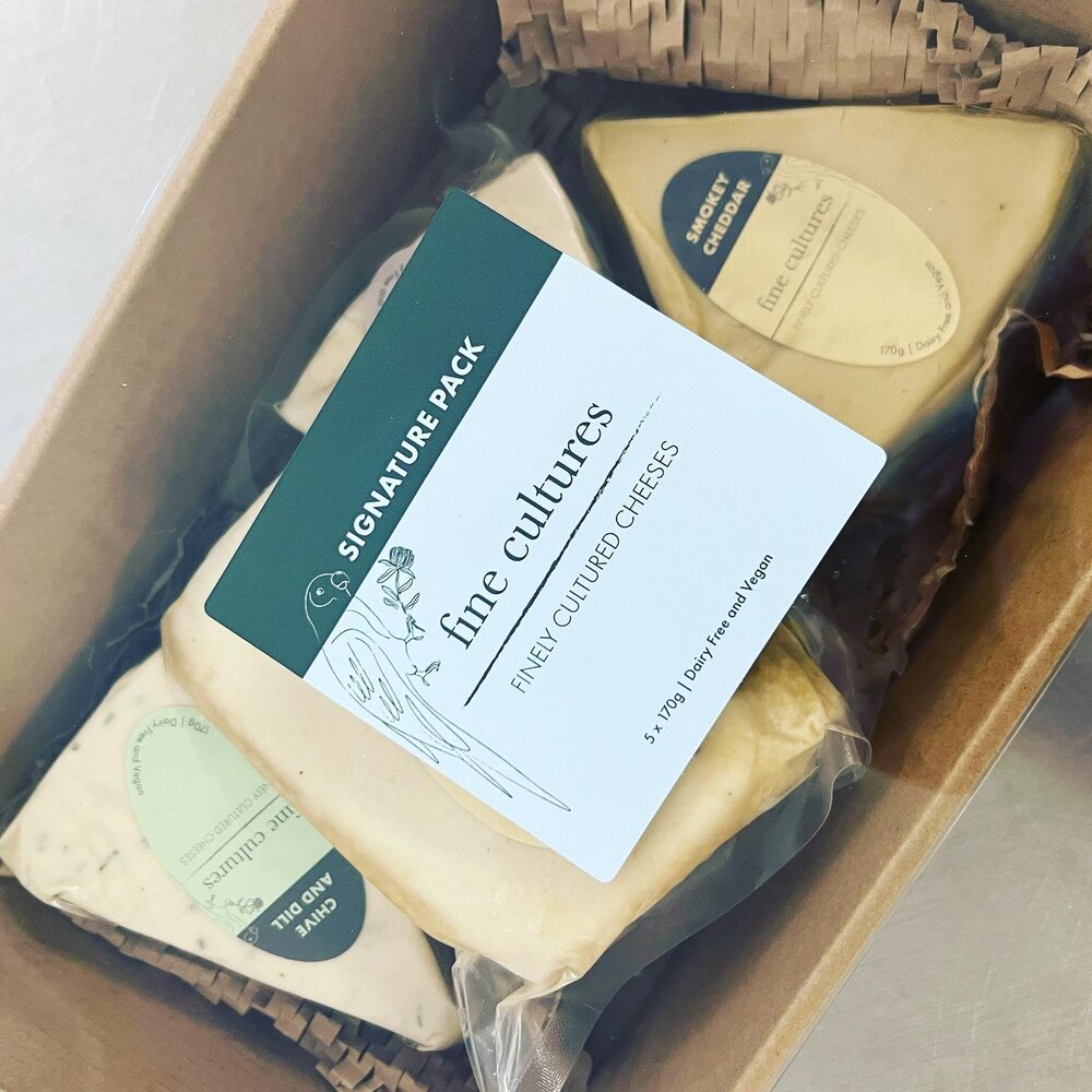 Artisanal vegan cheeses by Fine Cultures.