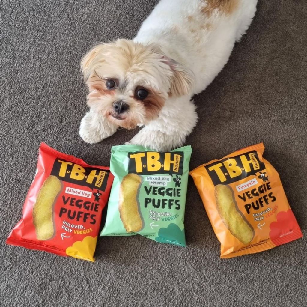 TBH launched plant-based veggie puff pet treats made from discarded produce. 
